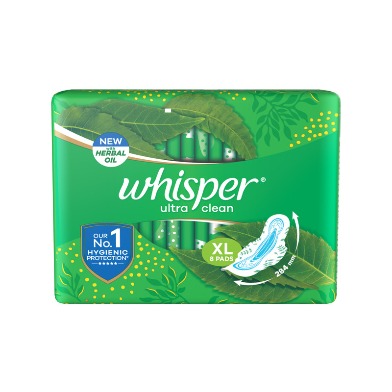 Whisper Ultra Clean Sanitary Pads for Women, XL 8 Napkins