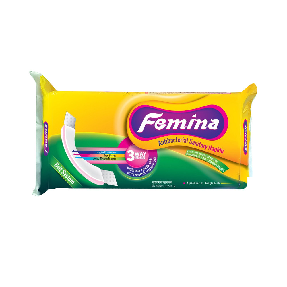 Femina Antibacterial Sanitary Napkin Belt - 8 pads